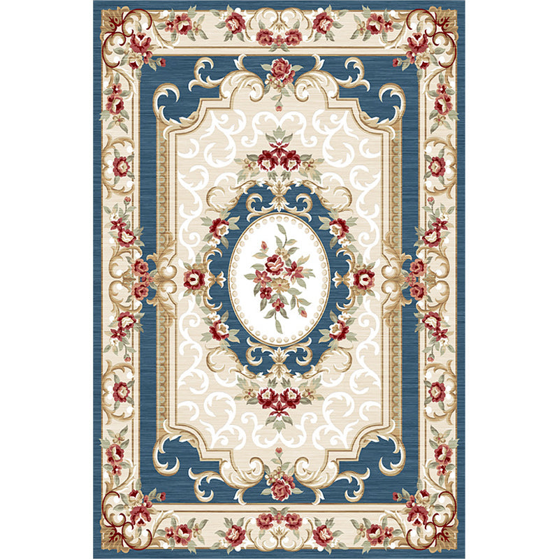 Southwestern Parlor Rug Multi Colored Floral Print Area Carpet Polyster Non-Slip Backing Pet Friendly Rug