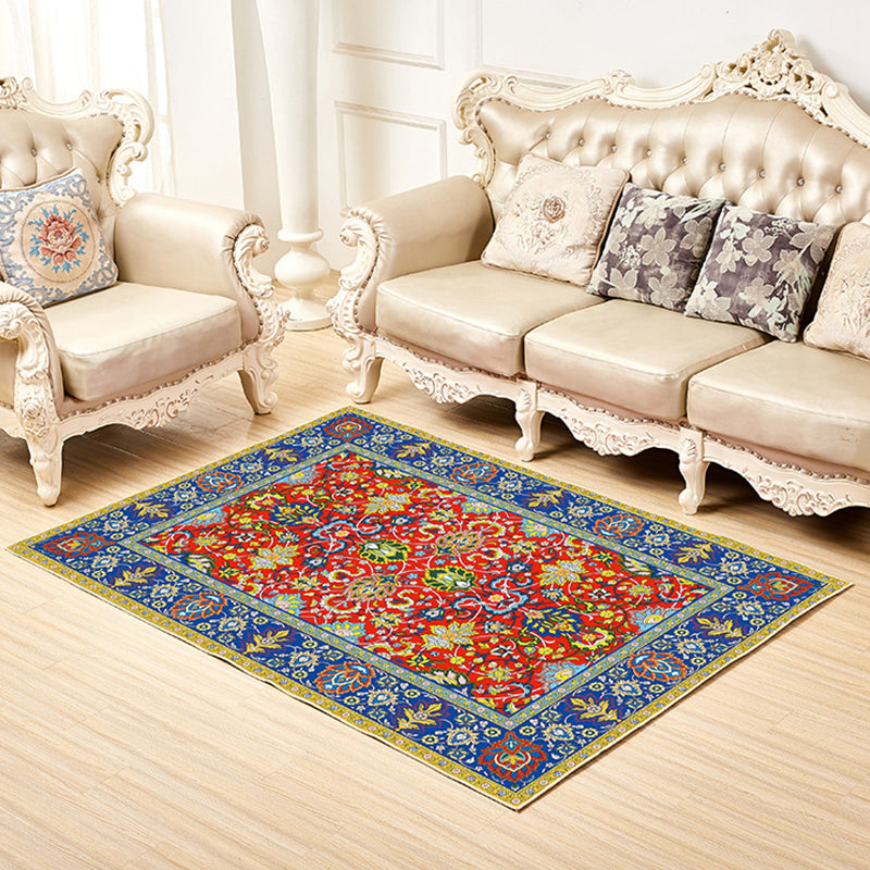 Shabby Chic Decor Rug Multi-Colored Floral Print Rug Synthetics Non-Slip Backing Washable Area Carpet