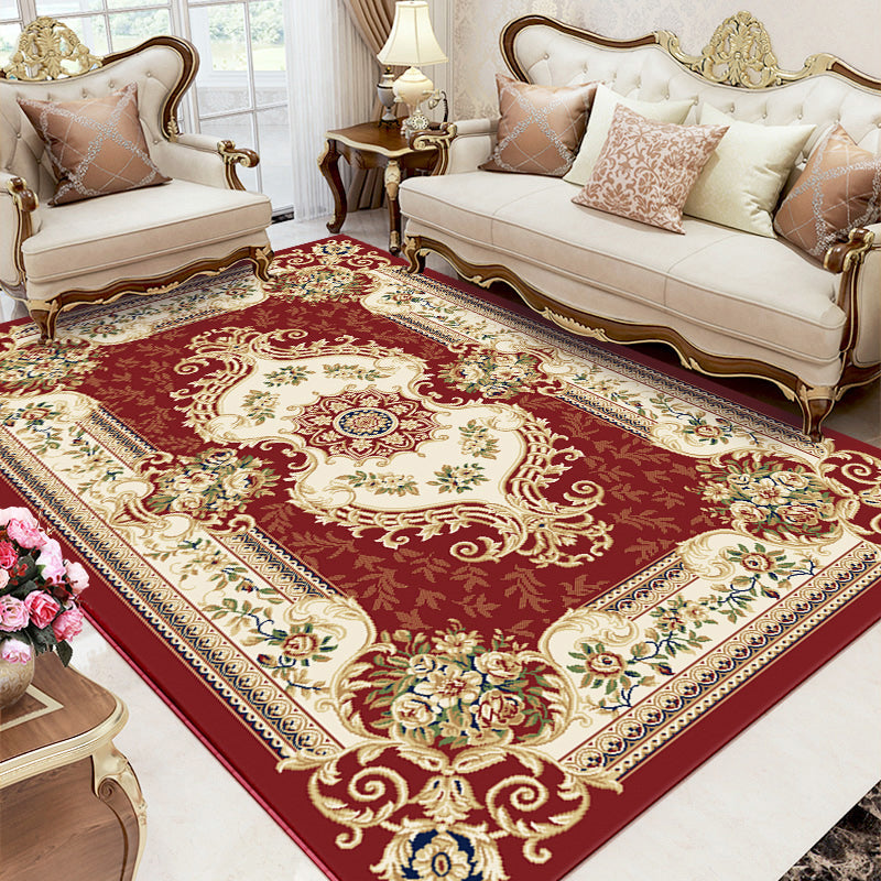 Multi Colored Living Room Rug Olden Floral Pattern Carpet Polyster Easy Care Machine Washable Indoor Rug