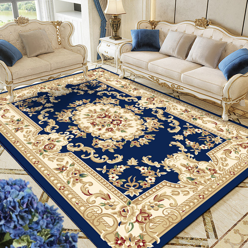 Multi Colored Living Room Rug Olden Floral Pattern Carpet Polyster Easy Care Machine Washable Indoor Rug