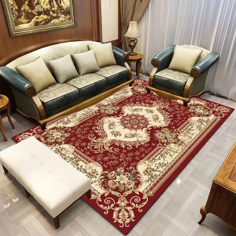 Americana Home Rug Multi Colored Printed Area Rug Polyster Non-Slip Backing Easy Care Carpet