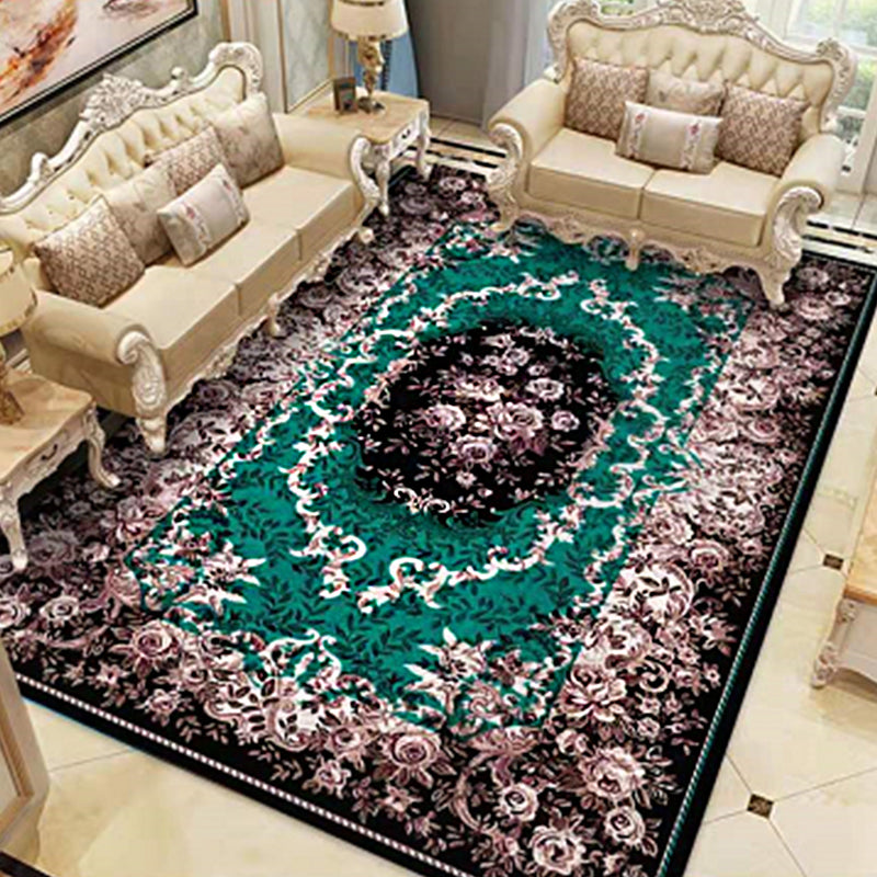 Americana Home Rug Multi Colored Printed Area Rug Polyster Non-Slip Backing Easy Care Carpet