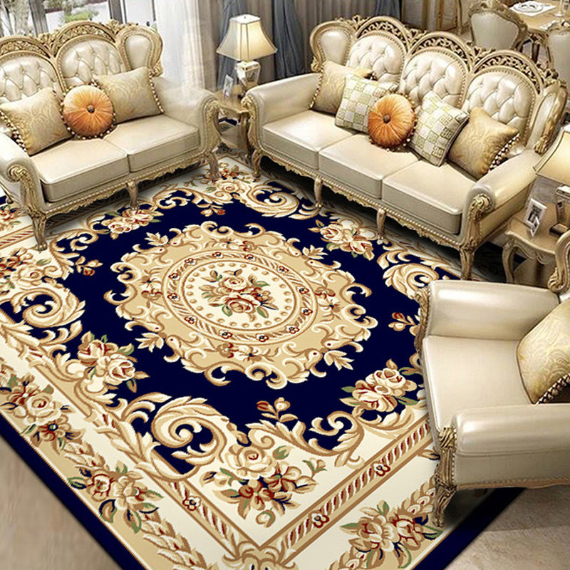 Retro Living Room Rug Multi Color Floral Indoor Rug Polypropylene Pet Friendly Washable Easy Care Carpet