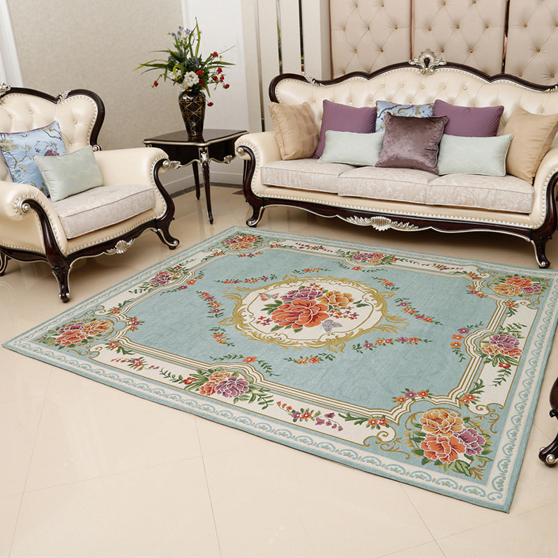 Retro Floral Printed Rug Multi-Color Luxury Area Carpet Synthetics Pet Friendly Easy Care Indoor Rug for Living Room