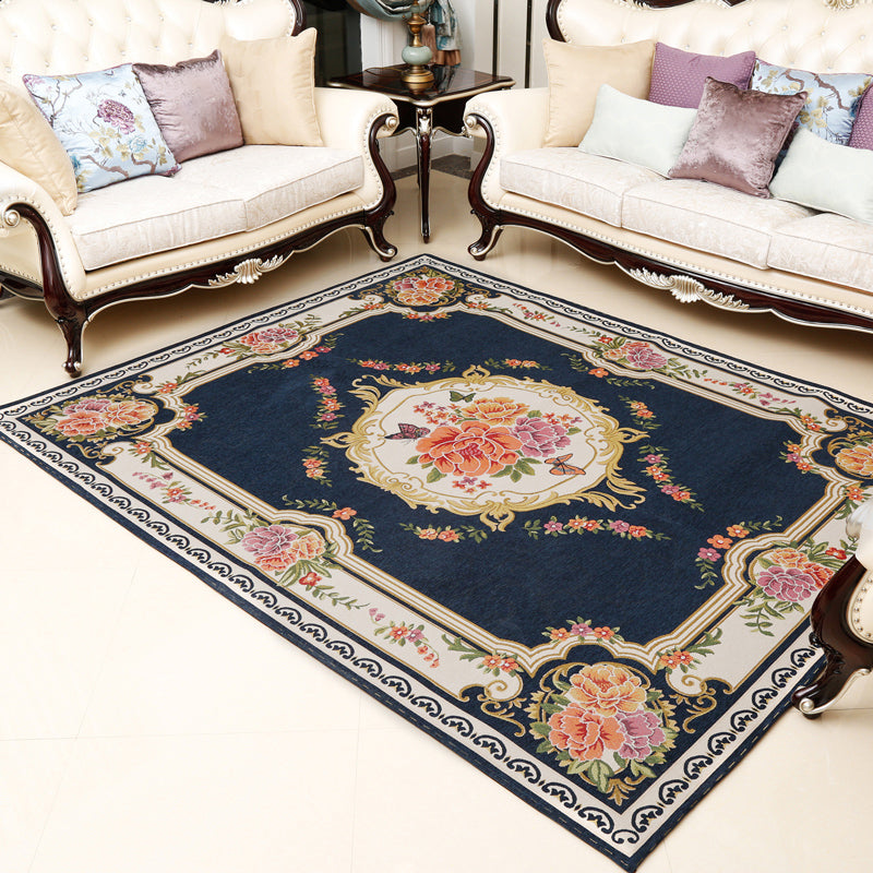 Retro Floral Printed Rug Multi-Color Luxury Area Carpet Synthetics Pet Friendly Easy Care Indoor Rug for Living Room