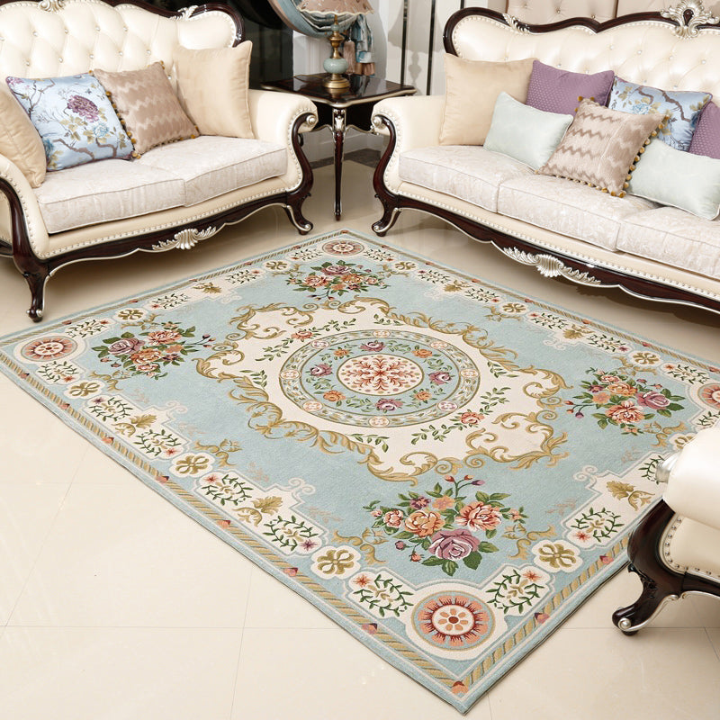 Retro Floral Printed Rug Multi-Color Luxury Area Carpet Synthetics Pet Friendly Easy Care Indoor Rug for Living Room