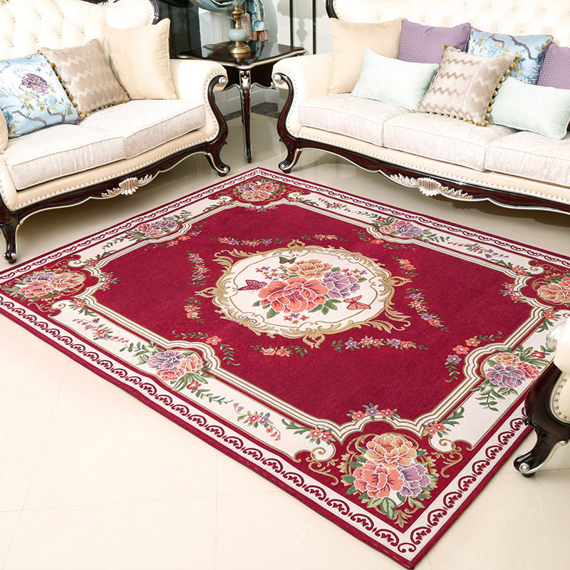 Retro Floral Printed Rug Multi-Color Luxury Area Carpet Synthetics Pet Friendly Easy Care Indoor Rug for Living Room