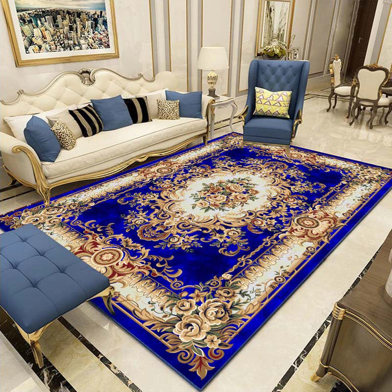 Multi-Color Vintage Rug Synthetics Geometric Area Carpet Non-Slip Backing Easy Care Indoor Rug for Parlor