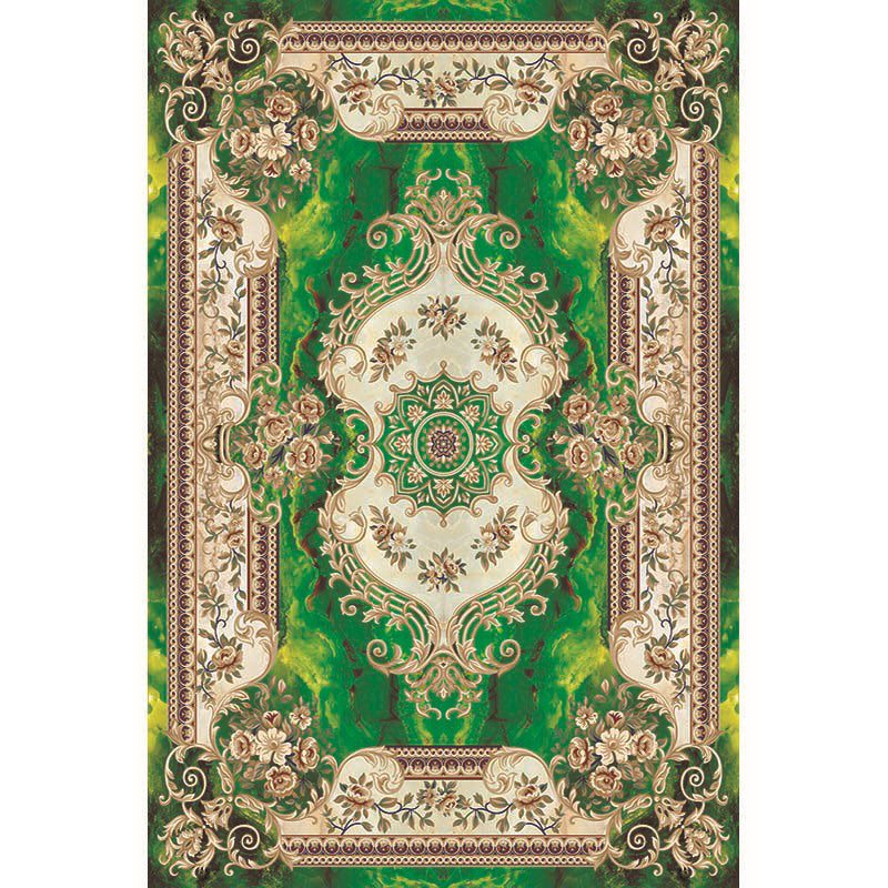 Multi-Color Vintage Rug Synthetics Geometric Area Carpet Non-Slip Backing Easy Care Indoor Rug for Parlor