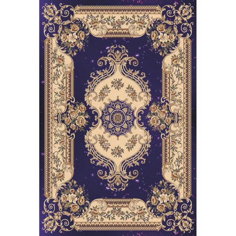 Multi-Color Vintage Rug Synthetics Geometric Area Carpet Non-Slip Backing Easy Care Indoor Rug for Parlor