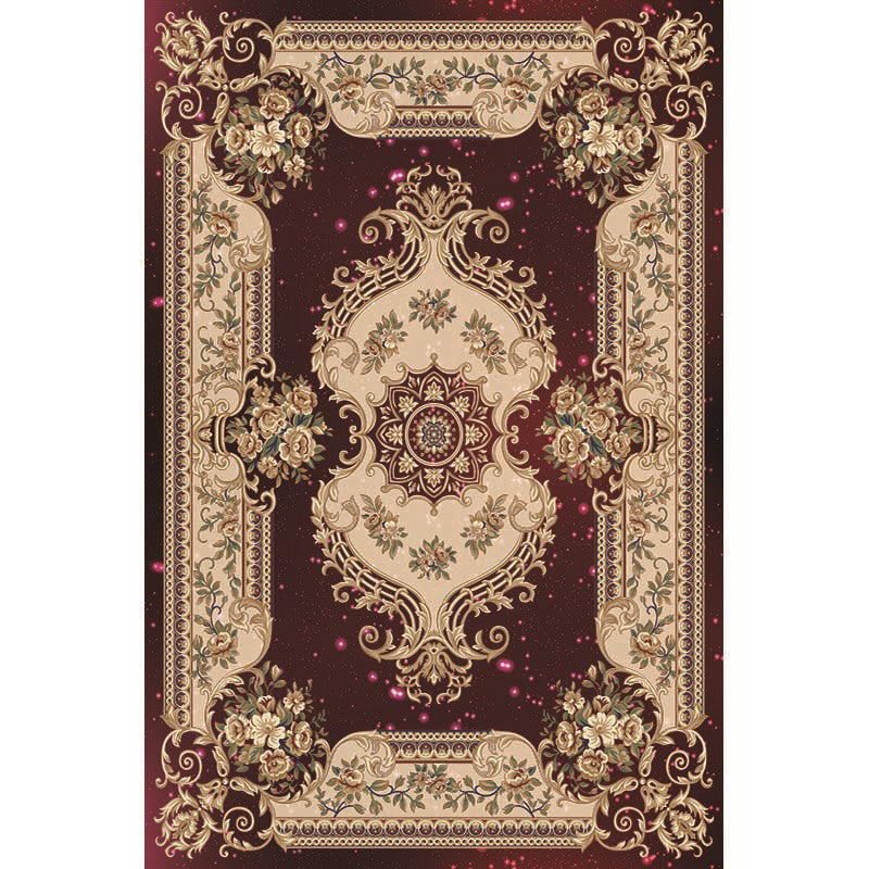 Multi-Color Vintage Rug Synthetics Geometric Area Carpet Non-Slip Backing Easy Care Indoor Rug for Parlor