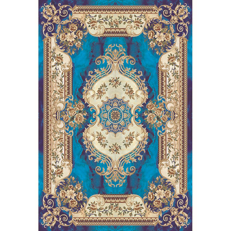 Multi-Color Vintage Rug Synthetics Geometric Area Carpet Non-Slip Backing Easy Care Indoor Rug for Parlor