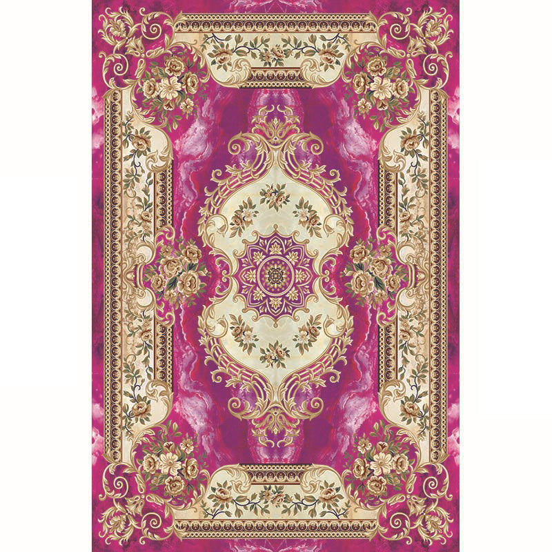 Multi-Color Vintage Rug Synthetics Geometric Area Carpet Non-Slip Backing Easy Care Indoor Rug for Parlor