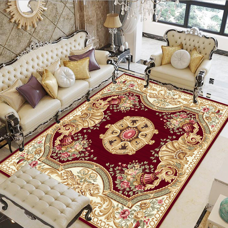 Olden Floral Patterned Rug Multi Color Synthetics Area Rug Non-Slip Backing Pet Friendly Carpet for Parlor