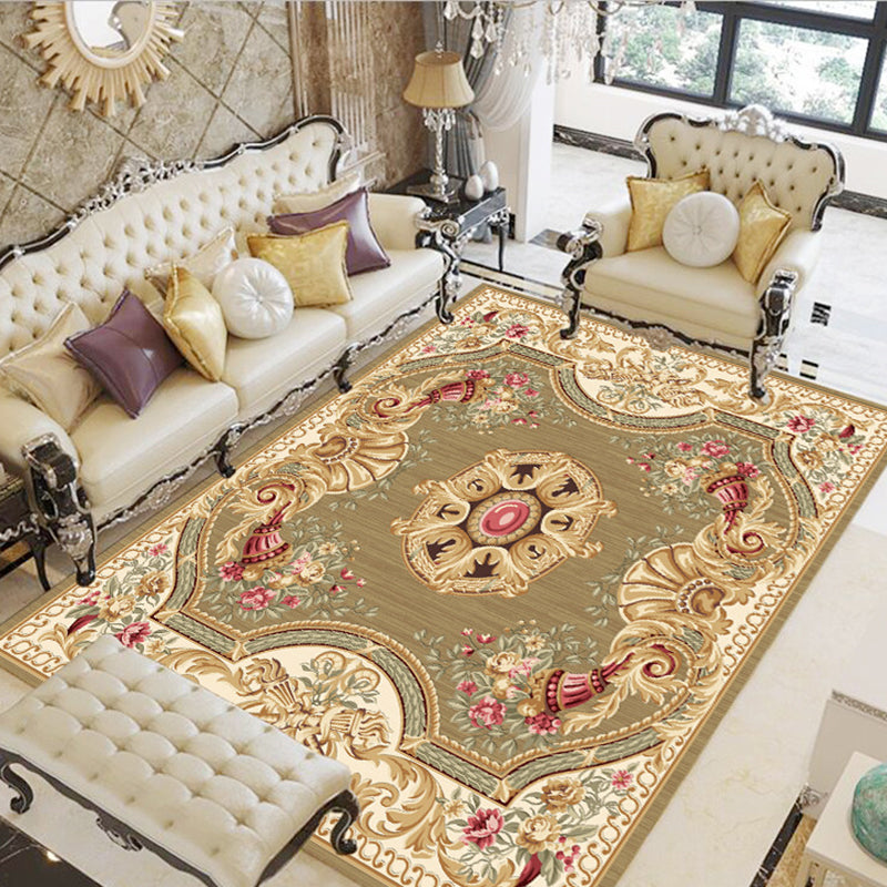 Olden Floral Patterned Rug Multi Color Synthetics Area Rug Non-Slip Backing Pet Friendly Carpet for Parlor