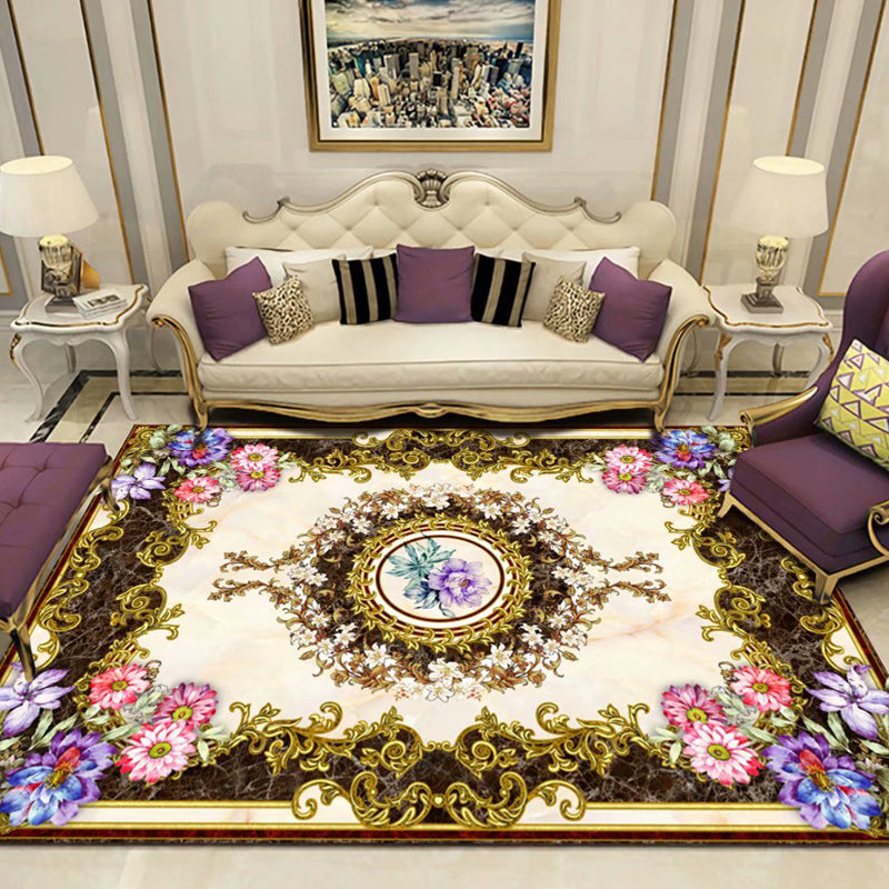 Alfombra de sala de estar vintage alfombra de estampado floral multicolor