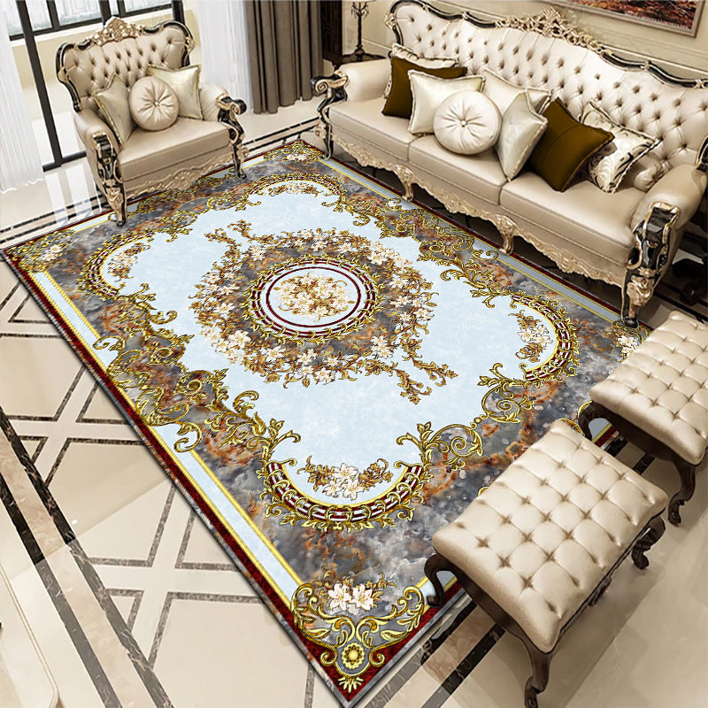 Multi-Colored Living Room Rug Americana Floral Pattern Carpet Synthetics Easy Care Non-Slip Rug