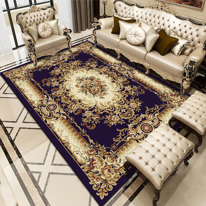 Multi-Colored Living Room Rug Americana Floral Pattern Carpet Synthetics Easy Care Non-Slip Rug