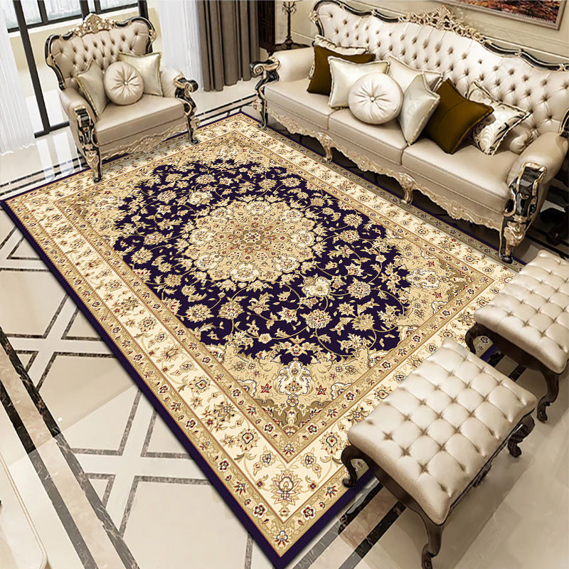 Multi-Colored Living Room Rug Americana Floral Pattern Carpet Synthetics Easy Care Non-Slip Rug