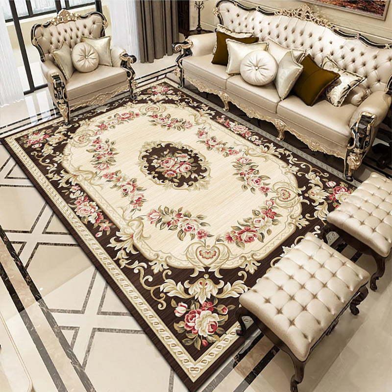 Tapis de salon multicolore Americana Floral Pattern Tappet Synthetics Easy Care Tapis sans glissement