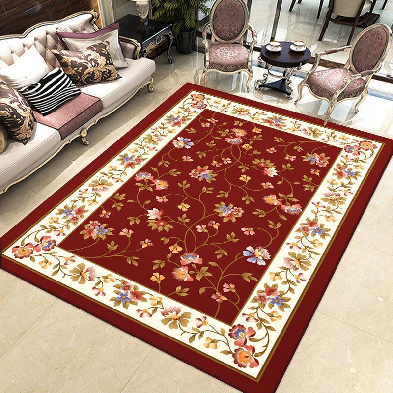 Vintage Home Decoration Rug Multi-Color Floral Pattern Carpet Polypropylene Non-Slip Backing Pet Friendly Rug