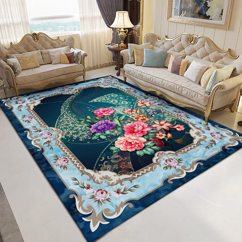 Vintage Home Decoration Rug Multi-Color Floral Pattern Carpet Polypropylene Non-Slip Backing Pet Friendly Rug