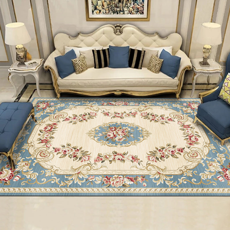 Vintage Home Decoration Rug Multi-Color Floral Pattern Carpet Polypropylene Non-Slip Backing Pet Friendly Rug