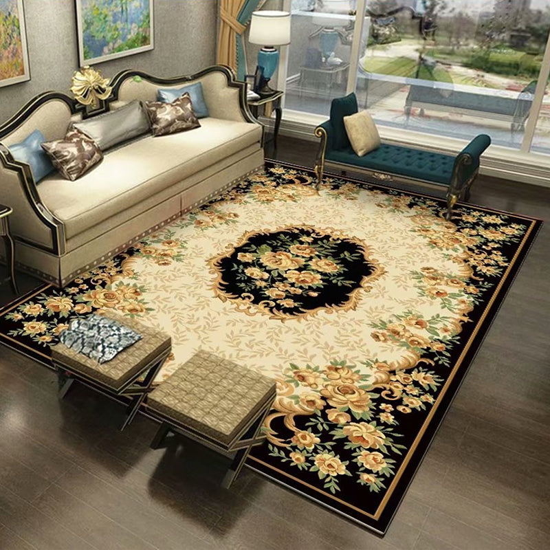 Southwestern Living Room Rug Multi Colored Floral Printed Area Carpet Polyster Non-Slip Backing Easy Care Rug