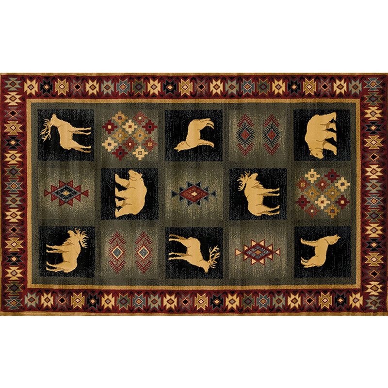 Olden Living Room Rug Multi Color Animal Print Rug Synthetics Non-Slip Backing Washable Stain-Resistant Carpet