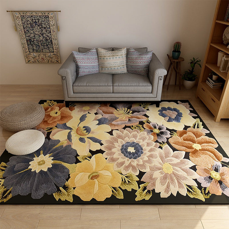 Americana Floral Pattern Rug Multicolor Polypropylene Area Carpet Pet Friendly Machine Washable Indoor Rug for Parlor