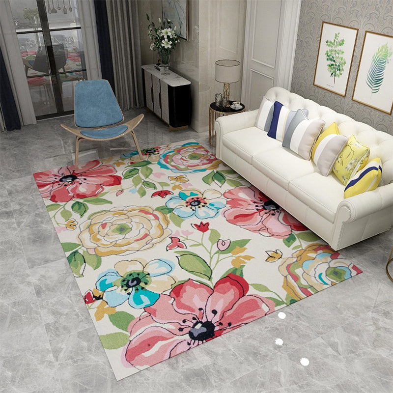 Americana Blumenmuster Teppich Multikolor Polypropylenbereich Teppiche Haustierfreundlicher Maschinenwaschable Teppich für Salon