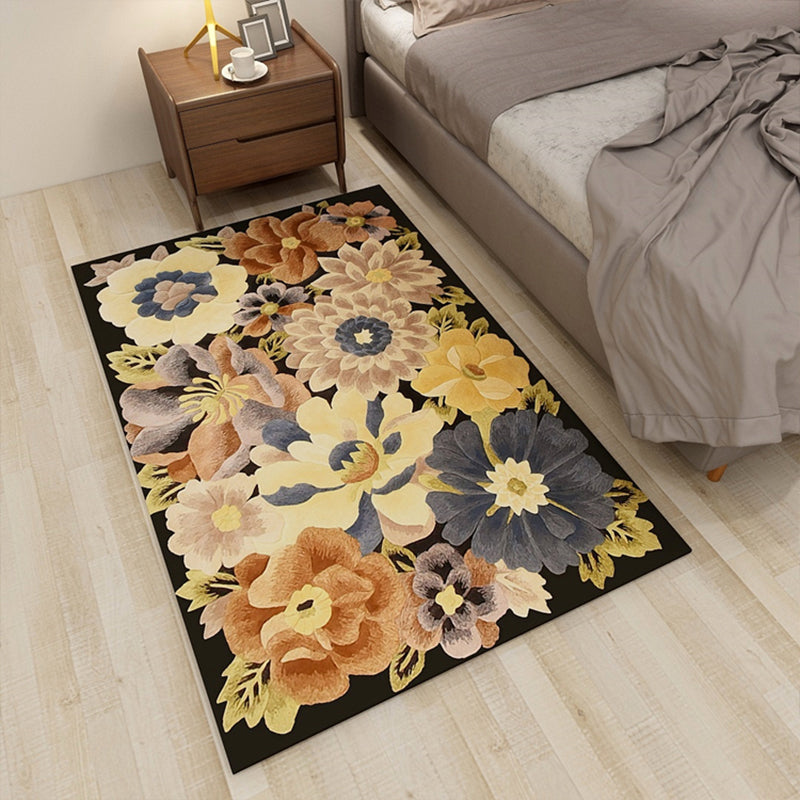 Americana Blumenmuster Teppich Multikolor Polypropylenbereich Teppiche Haustierfreundlicher Maschinenwaschable Teppich für Salon