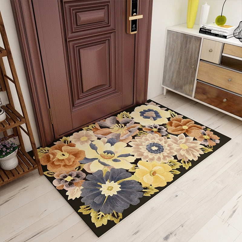 Americana Floral Pattern Rug Multicolor Polypropylene Area Carpet Pet Friendly Machine Washable Indoor Rug for Parlor