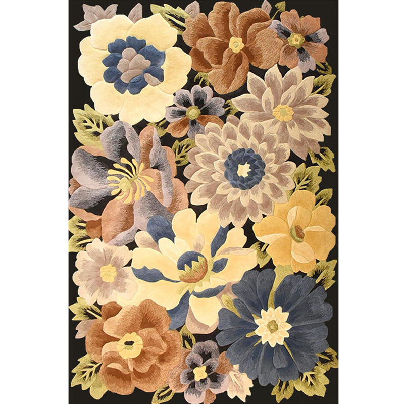 Americana Floral Pattern Rug Multicolor Polypropylene Area Carpet Pet Friendly Machine Washable Indoor Rug for Parlor