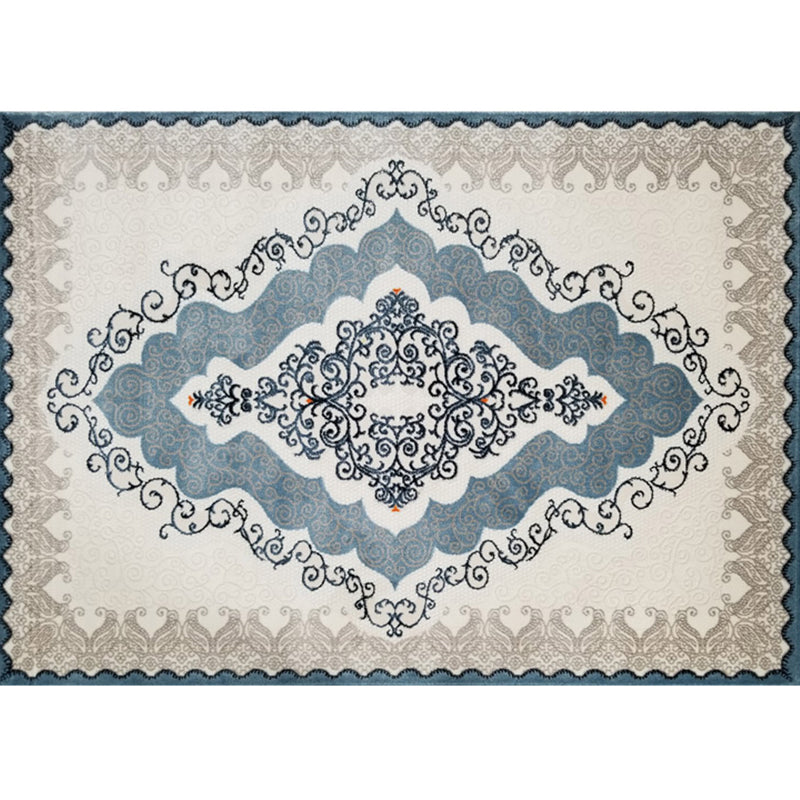 Vintage Living Room Rug Multi-Color Polypropylene Area Carpet Pet Friendly Machine Washable Rug