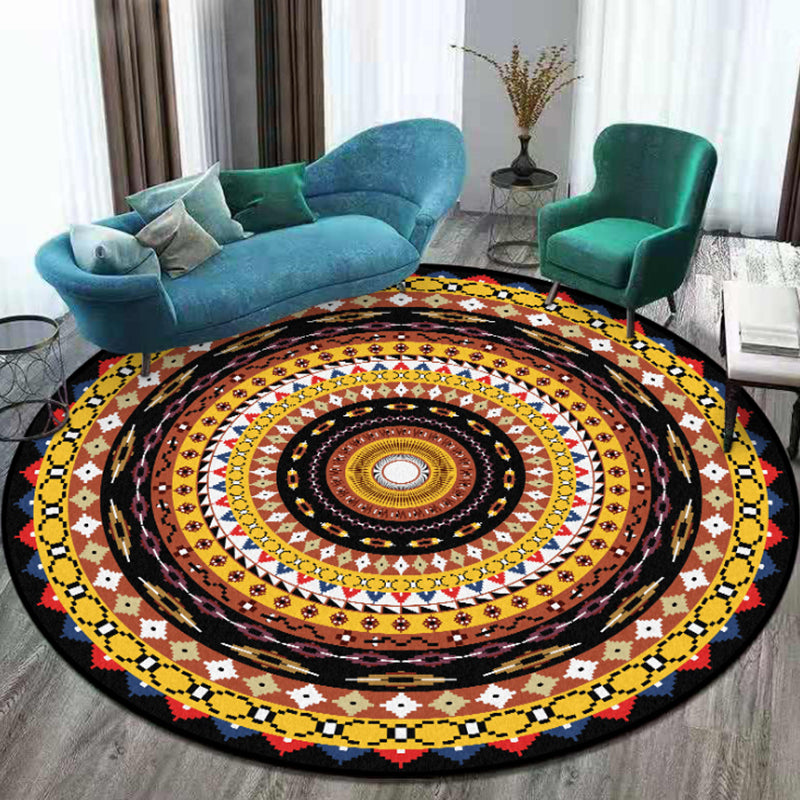 Vintage Multi Color Tribal Rug Polypropylene Americana Carpet Anti-Slip Pet Friendly Stain-Resistant Rug for Parlor