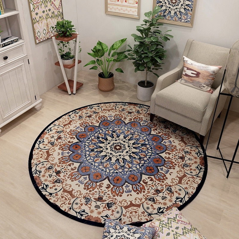 Classic Western Rug Multi-Colored Tribal Floral Print Rug Anti-Slip Backing Washable Area Carpet for Room