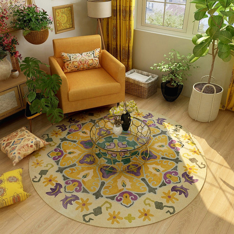 Classic Western Rug Multi-Colored Tribal Floral Print Rug Anti-Slip Backing Washable Area Carpet for Room