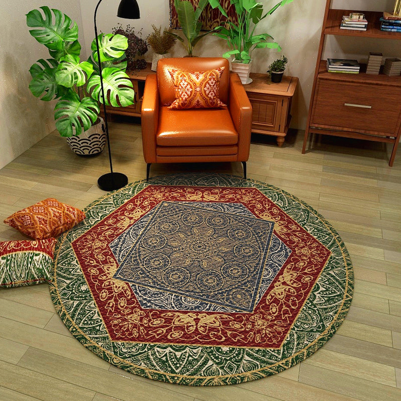 Classic Western Rug Multi-Colored Tribal Floral Print Rug Anti-Slip Backing Washable Area Carpet for Room