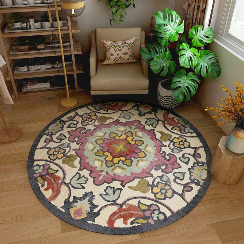 Classic Western Rug Multi-Colored Tribal Floral Print Rug Anti-Slip Backing Washable Area Carpet for Room