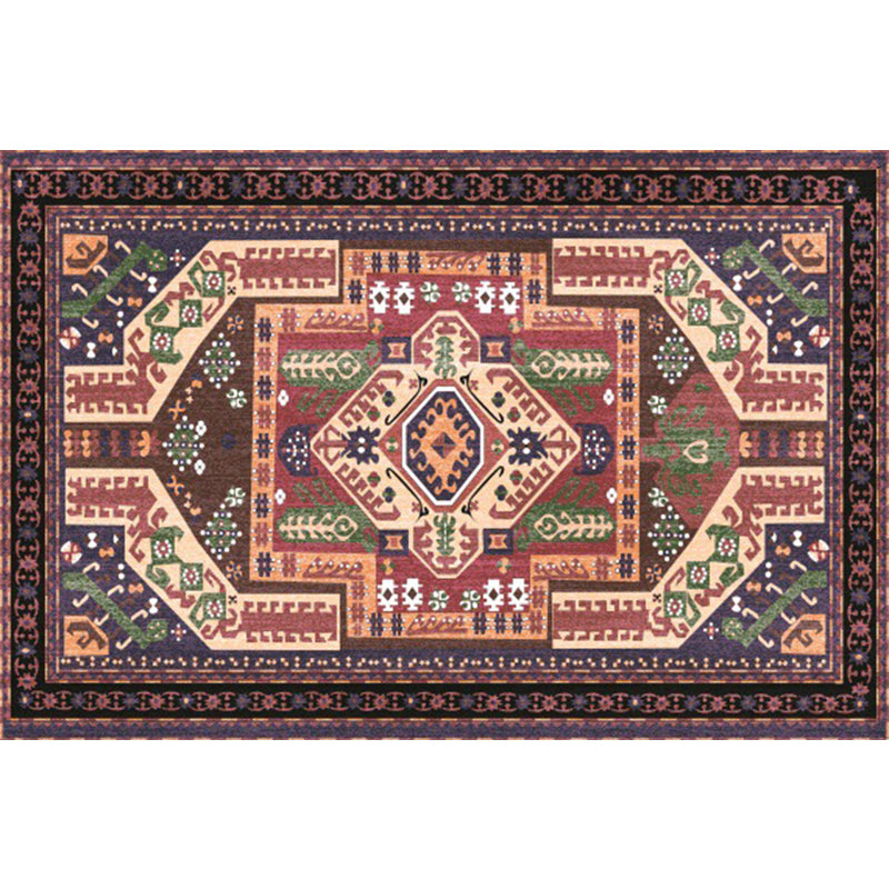 Boho-Chic Parlor Rug Multi Color Geometric Print Carpet Polypropylene Machine Washable Non-Slip Backing Rug