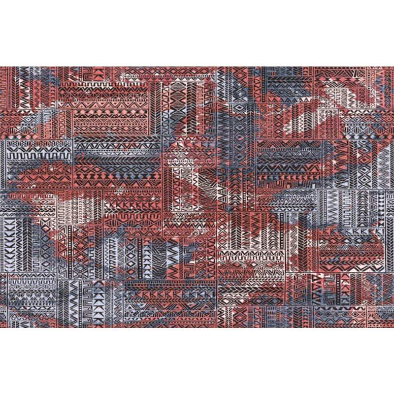 Boho-Chic Parlor Rug Multi Color Geometric Print Carpet Polypropylene Machine Washable Non-Slip Backing Rug