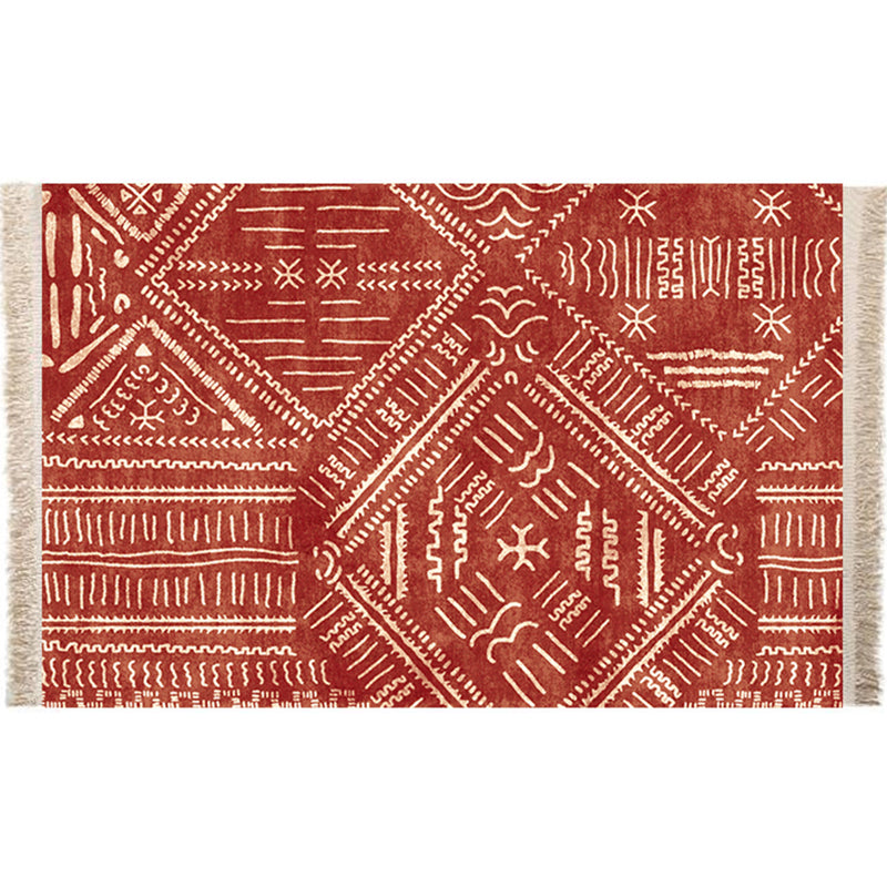 Multicolor Geometric Rug Polyster Moroccan Area Rug Non-Slip Backing Easy Care Washable Carpet for Bedroom