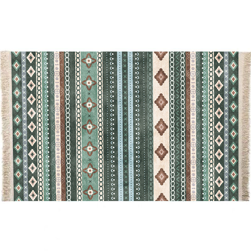 Multicolor Geometric Rug Polyster Moroccan Area Rug Non-Slip Backing Easy Care Washable Carpet for Bedroom