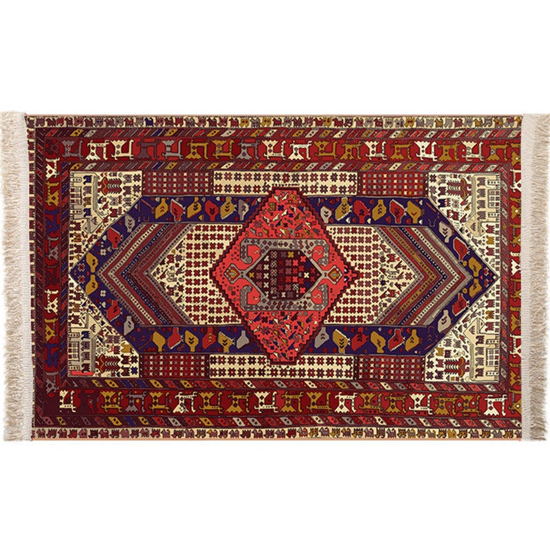 Multicolor Geometric Rug Polyster Moroccan Area Rug Non-Slip Backing Easy Care Washable Carpet for Bedroom