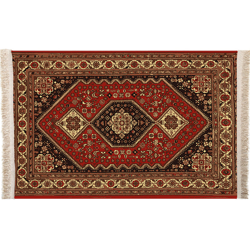 Multicolor Geometric Rug Polyster Moroccan Area Rug Non-Slip Backing Easy Care Washable Carpet for Bedroom