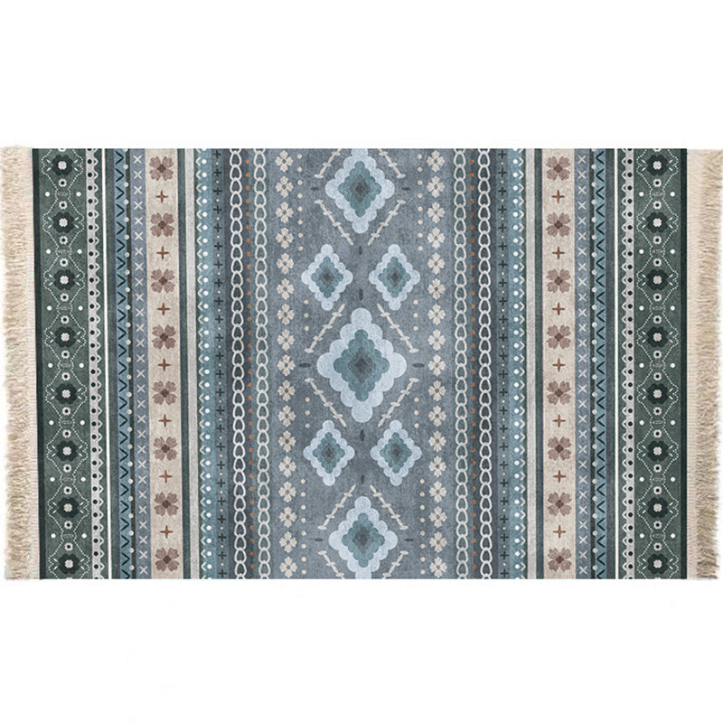 Multicolor Geometric Rug Polyster Moroccan Area Rug Non-Slip Backing Easy Care Washable Carpet for Bedroom