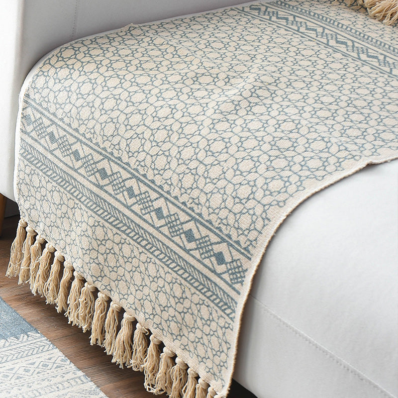 Westerse slaapkamer tapijt veelkleurige geometrische print tapijt polyster hand geweven huisdiervriendelijke gebied tapijt met franje