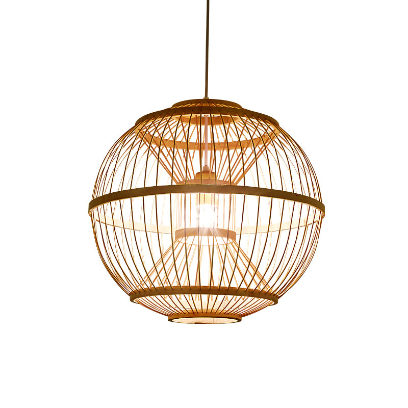 Illuminazione a sospensione ombreggiata sfera Bamboo minimalista 1 piena a sospensione a sospensione in legno