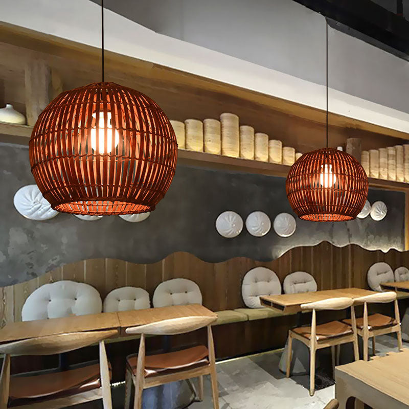 Luz del techo de globo del sudeste asiático Bamboo Restaurante un solo restaurante colgante colgante de colgantes